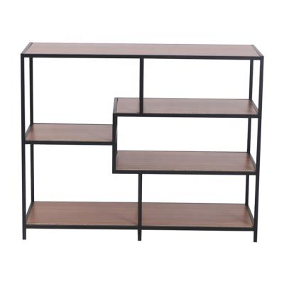 China Sustainable Simple Wood Steel Rack Shelves Storage Boutique Display Stand for sale