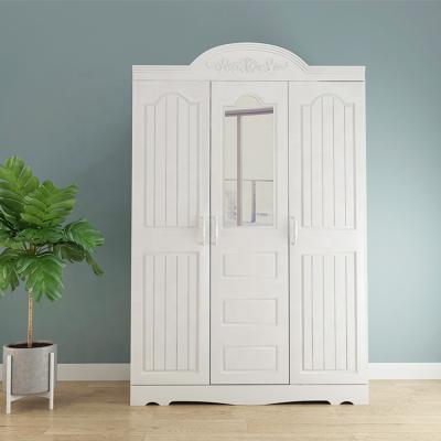 China Nordic Modern Style Simple Design 3 Doors White Metal Wardrobe With Door Set Belt Mini Storage Cabinet for sale