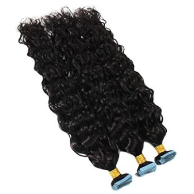 China Soft Bulk Curly Curly Water Wave Colors All Raw Tape In Extensions 100% Hair for sale