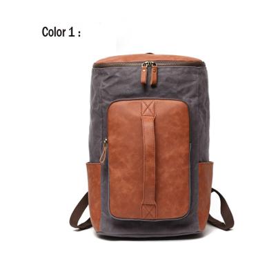 China 2020 Crazy Horse canvas travel bag backpack camping style waterproof waxed genuine leather casual style leather luggage increasing bag for sale