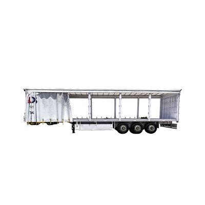 China Truck Trailer New 130 ton 53 Ft tarpaulin side Curtain box open container semi-trailer For Drinks And Vegetable for sale