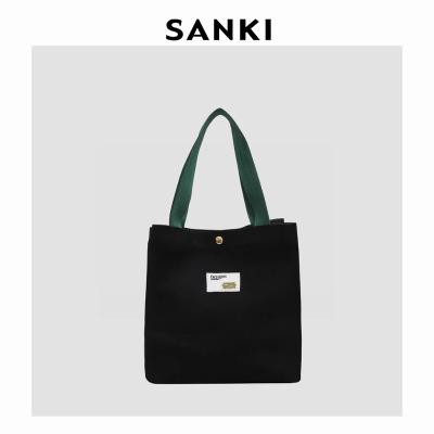 China Fashion Wholesale Custom Logo Printing Eco-Friendly Recyclable Shopping Tote Canvas bags Contrast Color Handbag Lunch Box Bag for sale