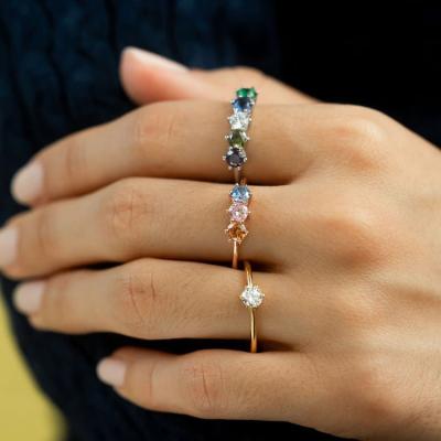 China Personalized Environmental Friendly Jewelry Gold Plated 925 Sterling Silver Multi-Stone Birthstone Rings For Women for sale