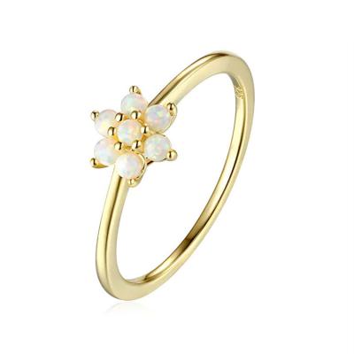 China Environmental Friendly Jewelry Rose Gold Plated 925 Sterling Silver Opal Flower Stacking Ring For Bridesmaid Gift environmental friendly fashion for sale