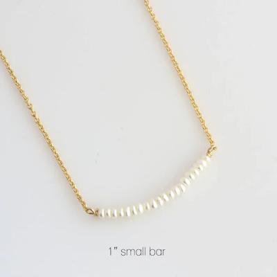 China Wholesale Freshwater 925 Sterling Silver Vacuum Gold Plated Pearl Bar Enviroment Friendly Skinny Necklace for sale