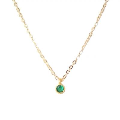 China Wholesale 925 Sterling Silver Tiny Green Stone Pendant Necklace 14k Gold Plated Environmentally Friendly Green Stone Pendant Necklace for sale