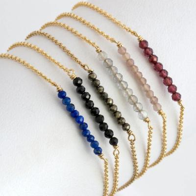 China Wholesale-Environment Friendly Gold Cable Chain 925 Sterling Silver Gemstone Bar Bracelet With Natural Pearls for sale