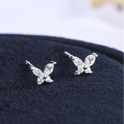 China Fashion Environmental Friendly Jewelry 925 Sterling Silver Tiny 18K Gold Tasty Butterfly Stud Earrings For Women Girls for sale