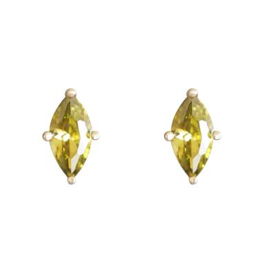 China High Quality Environmentally Friendly Zirconia Diamond Gold Stud Earrings A.C.A de 925 Sterling Silver Olive Green Tiny. for sale