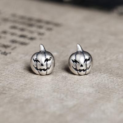 China Punk Jewelry Environmentally Friendly Personality Earring 925 Sterling Silver Halloween Pumpkin Head Stud Earrings for sale