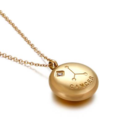 China TRENDY FASHION Birthday Gifts Gold Plated Stainless Steel Shape Polish Horoscope Flattened Necklace for sale