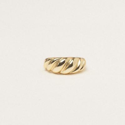 China Never Fade Ring No-fade Seal Dome Chunky Ring Stainless Steel Twisted Gold Crescent Minimalist Jewelry for sale