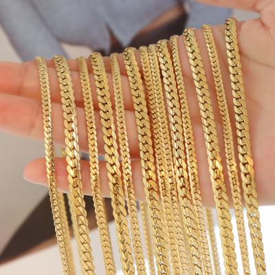 China Hip Hop Necklace Bracelet Non-fading Jewelry Never Fade Stainless Steel Gold Plated Chain Cuban Necklace for sale