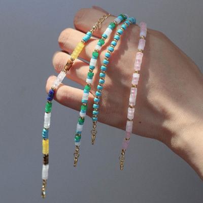 China Color Eco-friendly Natural Stone Bohemia Style Fashion Beaded Bracelet For Women Girl for sale