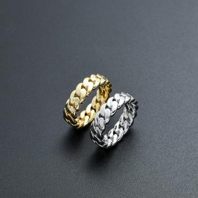 China Punk 6mm 8mm Copper Micro Zirconia 10mm Twisted Ring Hip Hop Personality CZ Rings For Women Men for sale