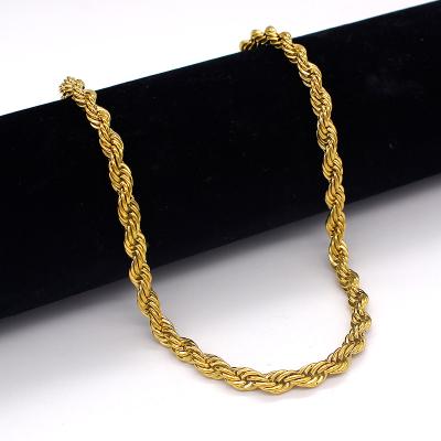 China Wholesale CLASSIC Classic Gold Plated Rope Chain Necklace Twist Singapore Chain Necklace For Men for sale