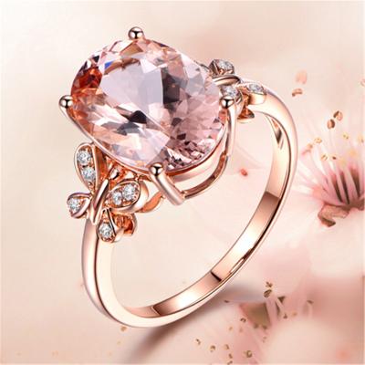 China TRENDY Fashion Jewelry Copper Butterfly Rings Rose Gold Plated 5 Carat Natural Morganite Ring for sale