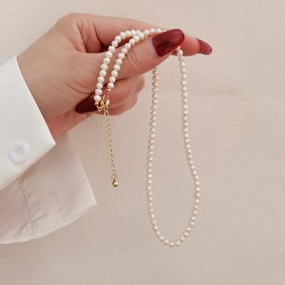 China FASHIONABLE Women Pearl Necklace Simple Design Luxury 14K Gold Filled Freshwater Pearl Choker Necklace for sale