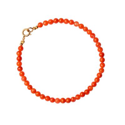 China FASHIONABLE Natural Red Agate Stone Bracelet Gold 2mm 3mm Carnelian Beaded Bracelets For Women Jewelry for sale