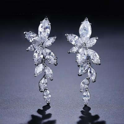 China FASHIONABLE wholesale crystal earrings ladies long marquis zircon earrings for brides for sale