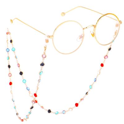 China Hot Selling Environmentally Friendly Gold Jewelry Chains Rainbow Stone Monocle Chains For Women for sale