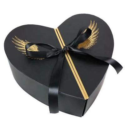 China Recyclable Fancy Custom Luxury Heart Shape Flower Box With Ribbon Tie, Flower Gift Box for sale