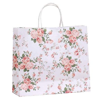 China Recyclable Custom Size Stock Size Recyclable Flower Gift White Kraft Paper Kraft Bag for sale