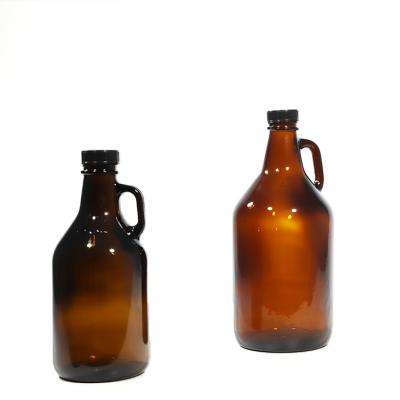 China China Medicine Large Amber Glass Beer Bottle Growler California Supplier 2L Liquid Wine Bottle With Custom LOGO for sale