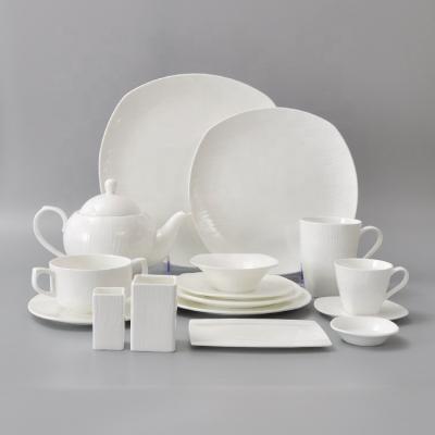 China Eco-friendly bone china white ceramic tableware set dinner hotel ware white dinner set for party for sale