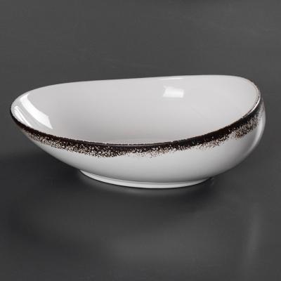 China Sustainable style ceramic porcelain vessel restaurant&hotel P&T food bowl household banquet oval bowls for sale