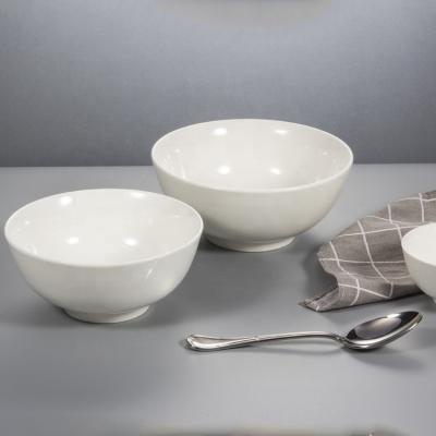 China Viable Wholesale White Round Hotel Restaurant Supplier Ceramic Fruit Soup Salad Bowl Set for sale