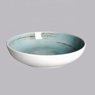 China Sustainable Porcelain Single Round Cheap Mexican Personalized Restaurant Serving Salad Bowl for sale