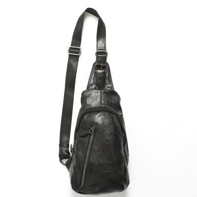 China Daily Used Hot Selling Men's Leather Chest Pack Cross - Body Bag Functional Hole Travel Men's Sling Bag for sale