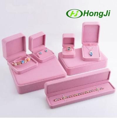 China Emboss Hinge Ring Jewelry Box Custom Flocking Necklace Jewelry Box for sale