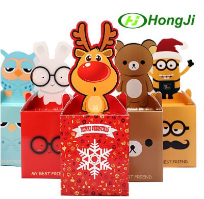 China Recyclable Custom Handmade Red Fluffed Reindeer Christmas Gift Packaging Paper Box for sale