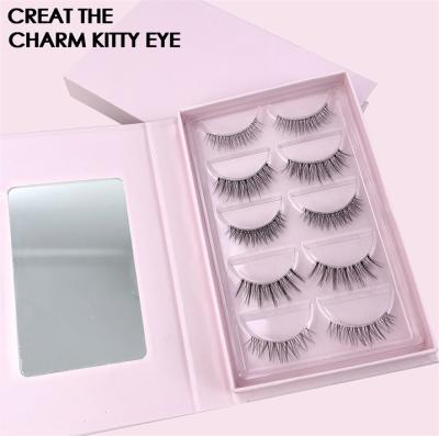 China Natural Invisible Clear Strip Lashes High Quality Cost Effective 5 Pairs Faux Mink Lashes Full Strip Lashes Set for sale